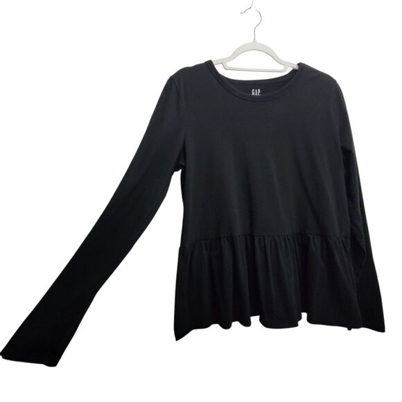 Gap Black Long Sleeve Peplum Top Size Medium - Picture 3 of 7